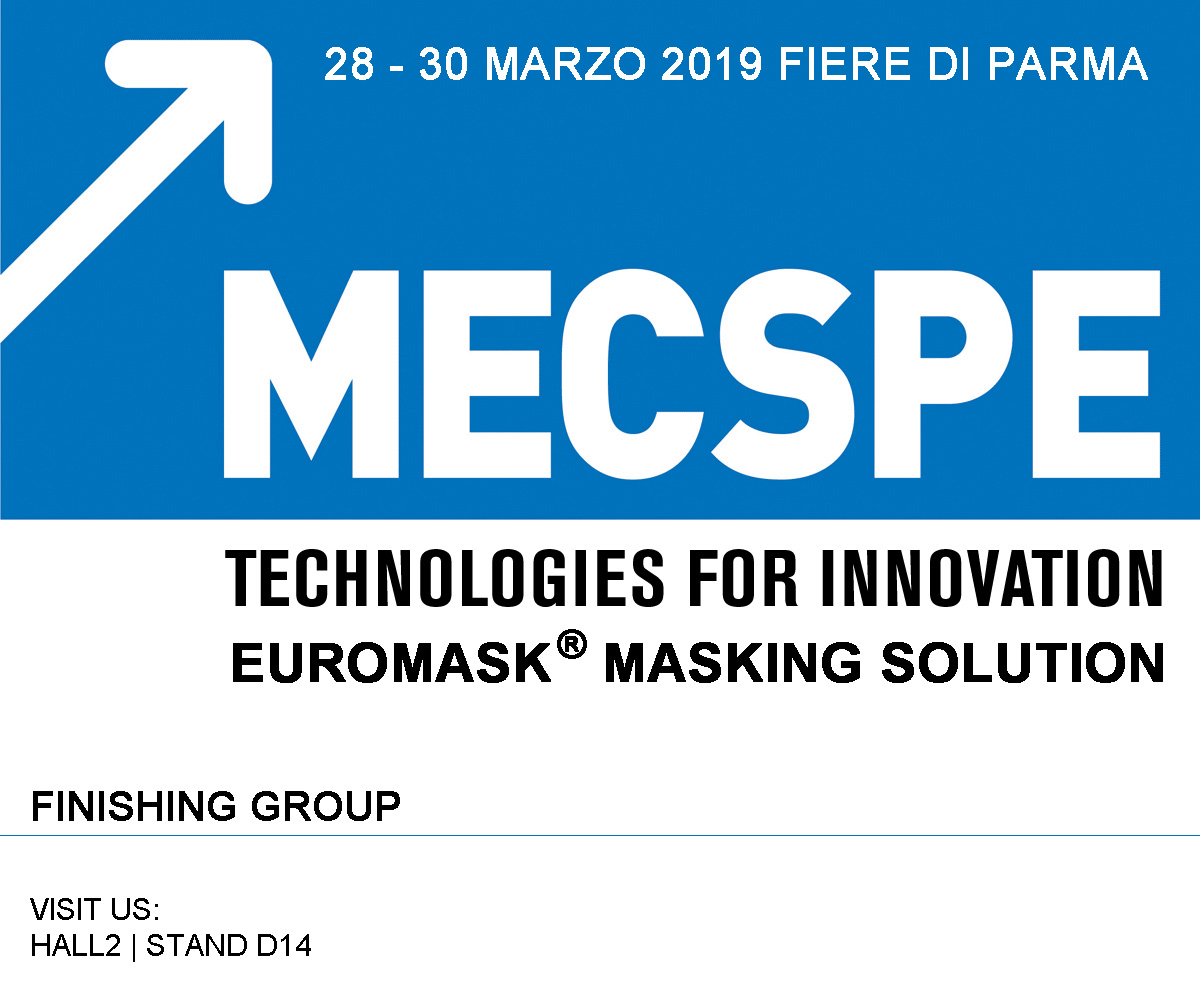 Locandina di MECSPE 2019: l’evento di Parma che presenta le soluzioni professionali per la mascheratura Euromask