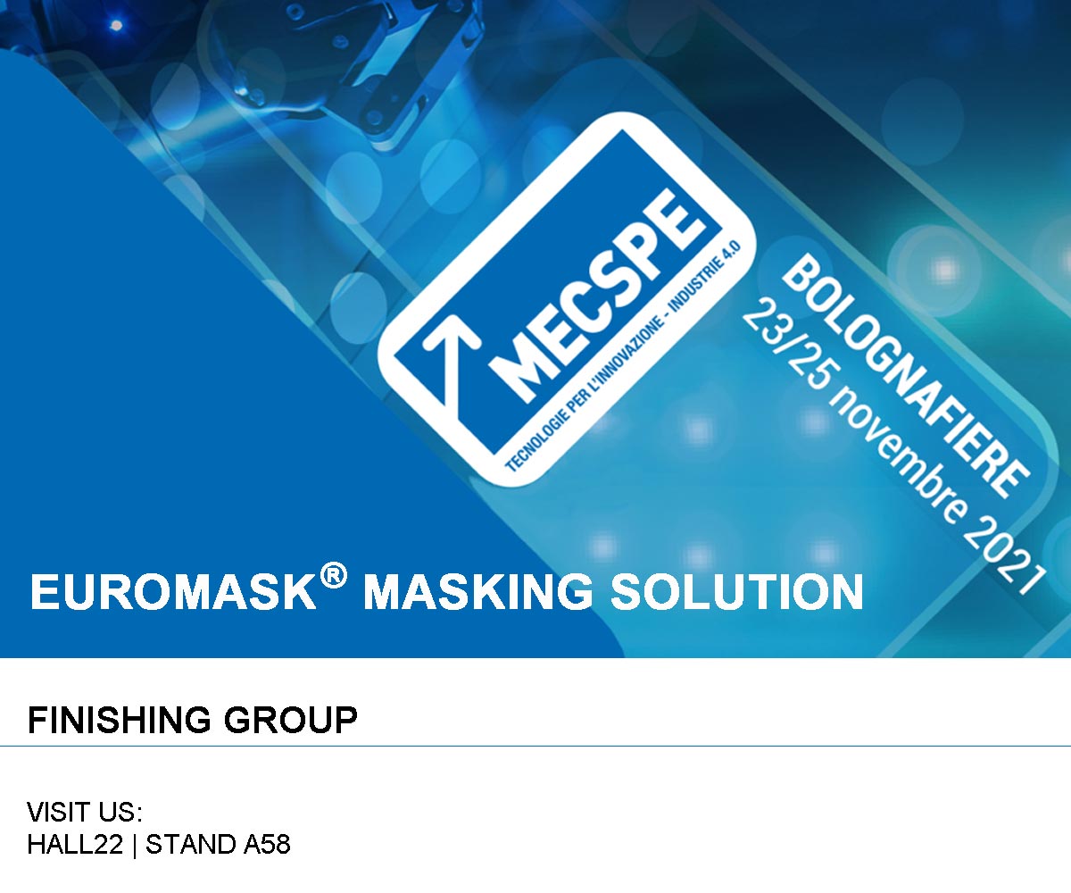 Locandina di MECSPE 2021: l'evento di Bologna che presenta le soluzioni professionali per la mascheratura Euromask